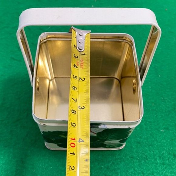 Vintage Tin Jewelry Box with Key, Storage Keepsake Box, Trinket Box, Ring Box, H - Picture 6 of 11